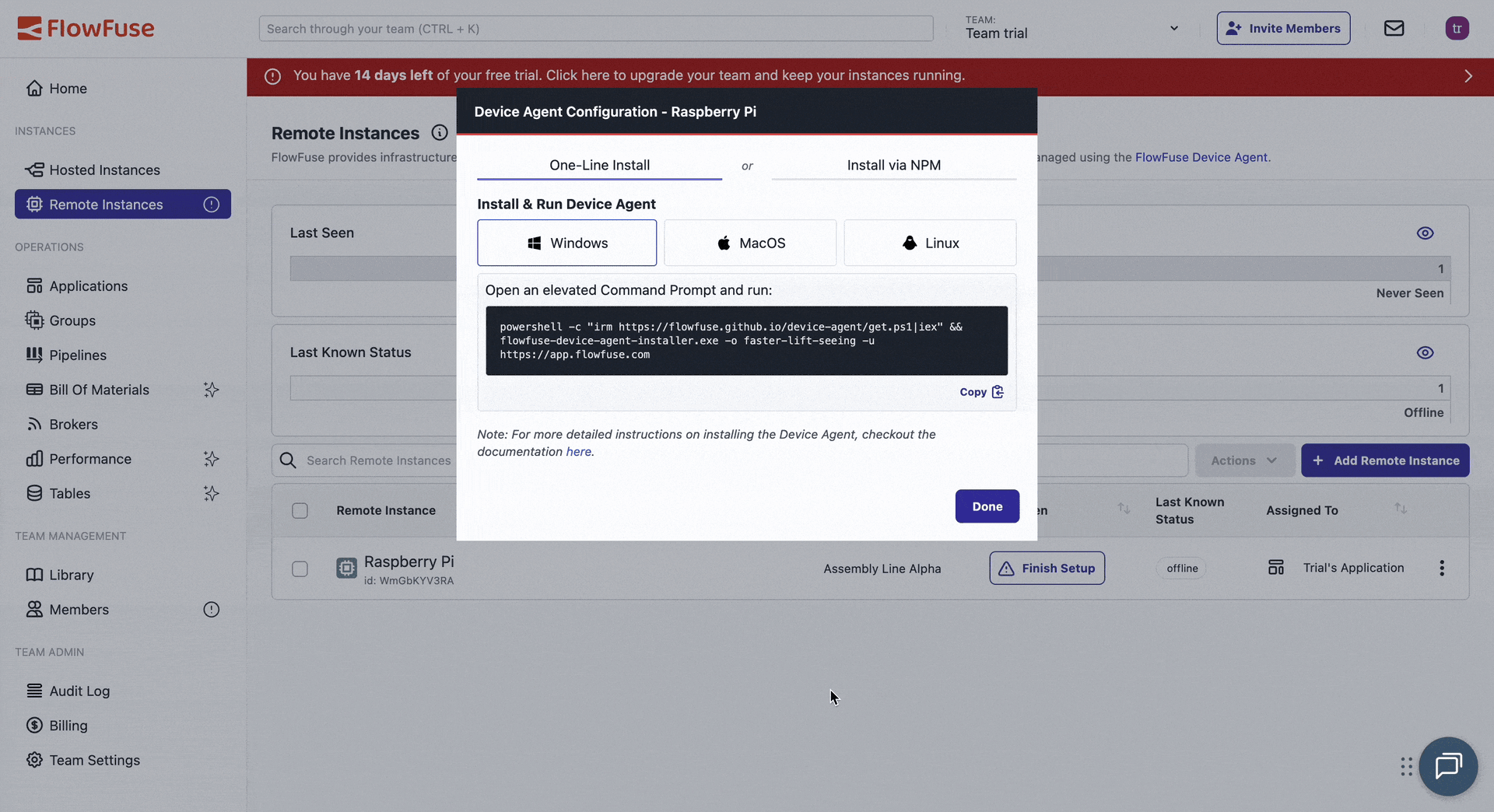 Device Configuration Window